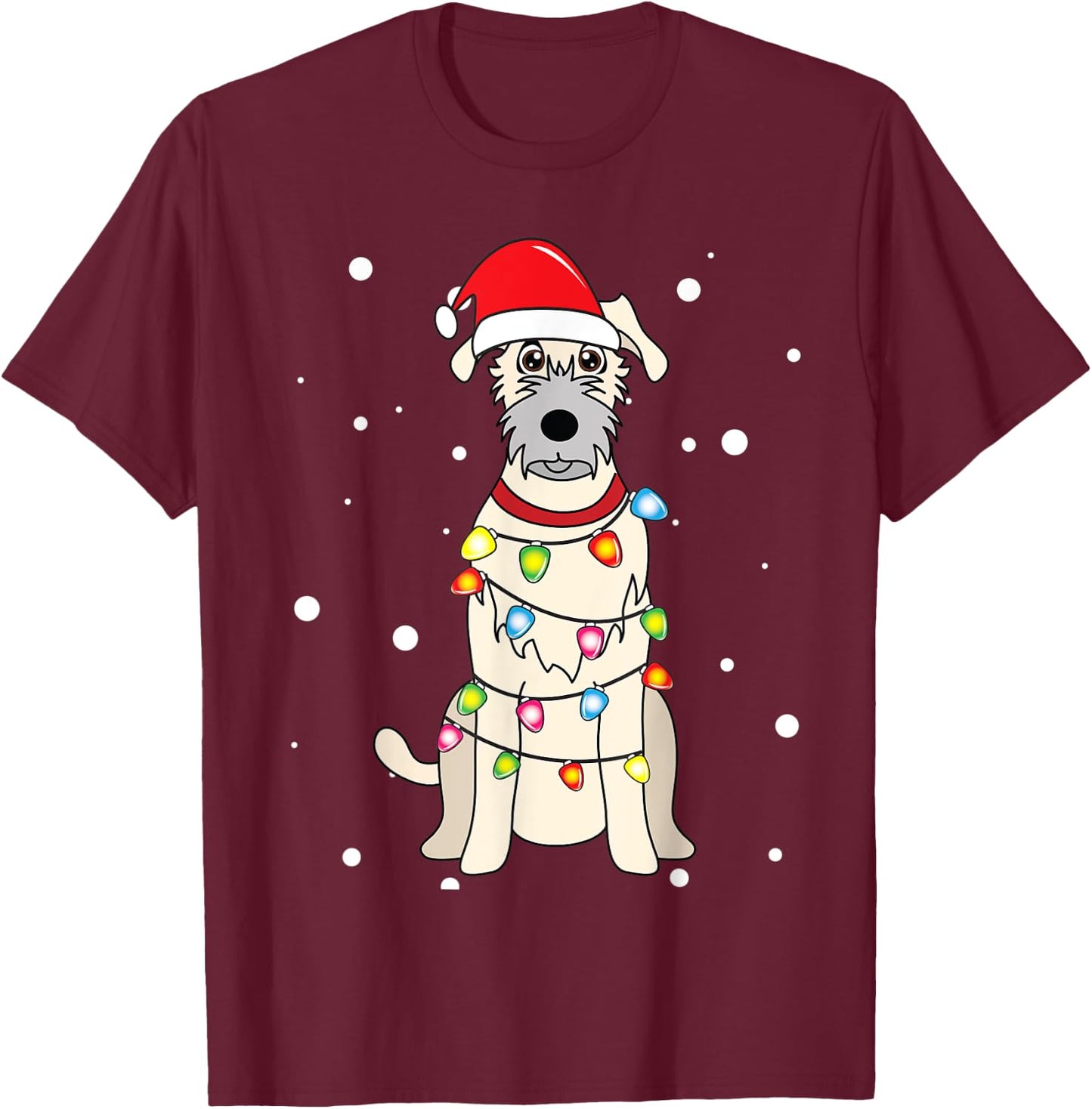 Irish Wolfhound Christmas Mom Dad Dog Gift Women Kids T-Shirt - T-Shirt | Maroon