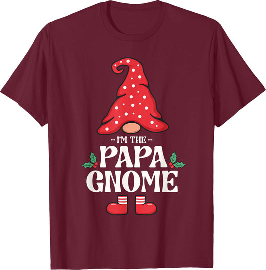 The Papa Gnome Funny Family Matching Group Christmas T-Shirt - T-Shirt | Maroon