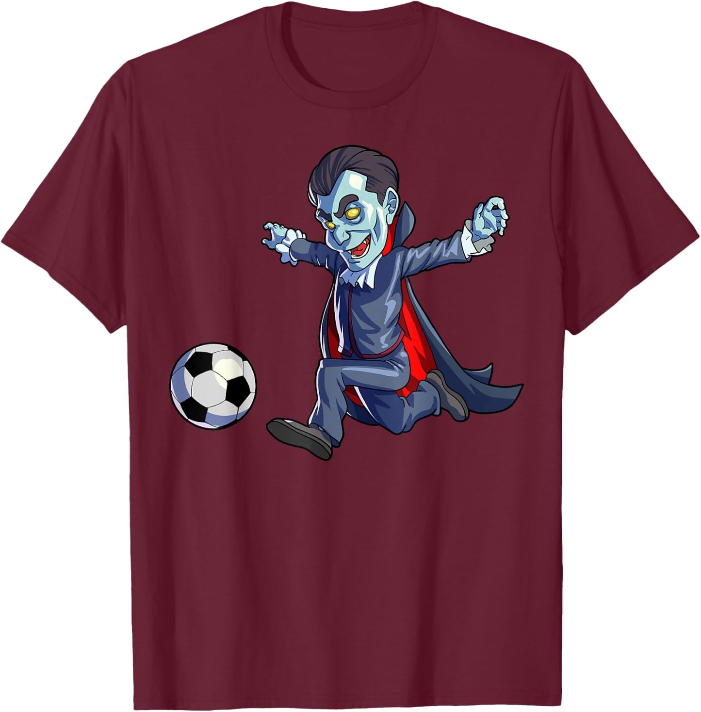 Soccer Vampire Halloween Men Boys Soccer Halloween T-Shirt - T-Shirt | Maroon
