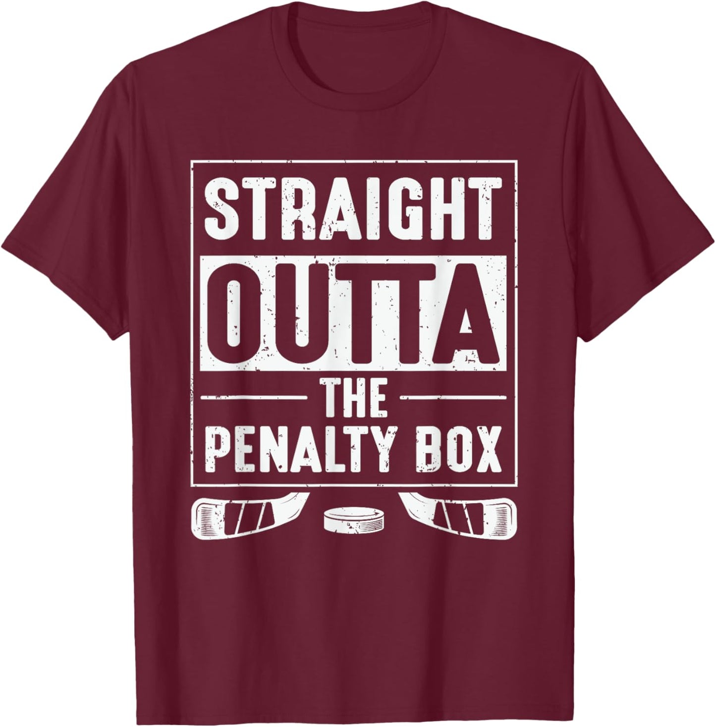 Straight out of penalty box ice hockey lovers men women kid T-Shirt - T-Shirt | Maroon