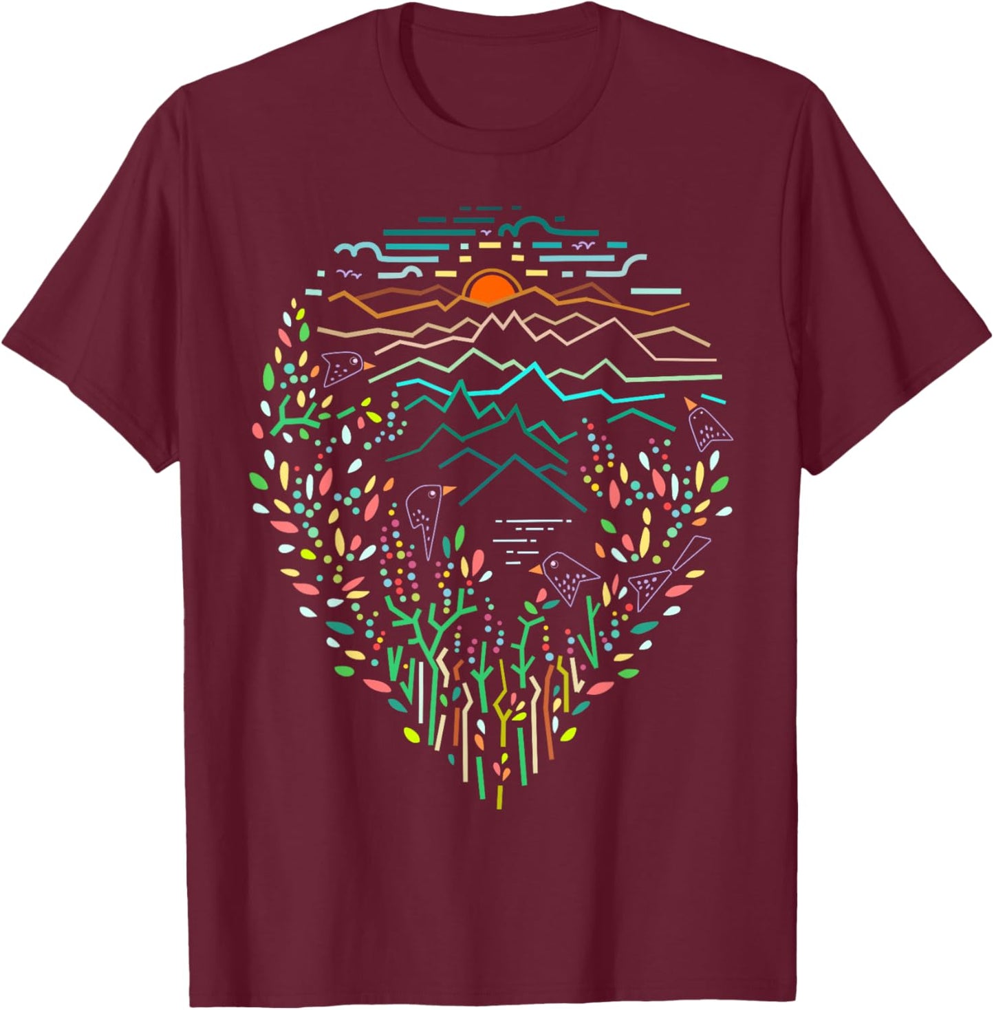 Over the trees listen birds sing Ponder upon GOD's creation T-Shirt - T-Shirt | Maroon