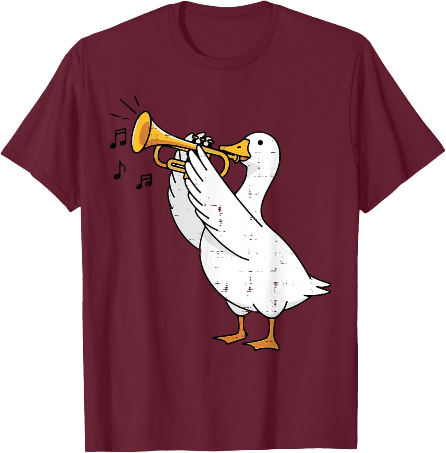 Goose Playing Trumpet Funny Music Animal Lover Men Women Kid T-Shirt - T-Shirt | Maroon