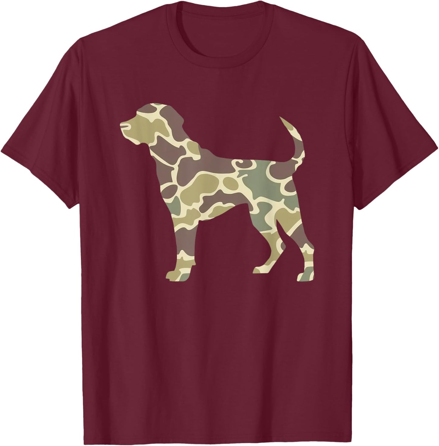 Old School Camo Hunting Dog, Camouflage Pitbull Dog Mom Dad Men Women T-Shirt - T-Shirt | Maroon