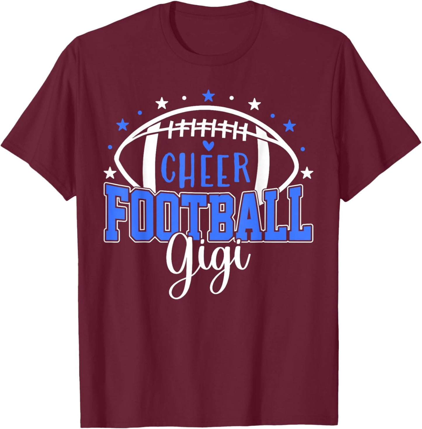 Football Cheer Gigi Nana Biggest Fan Blue Cute Team Colors T-Shirt - T-Shirt | Maroon