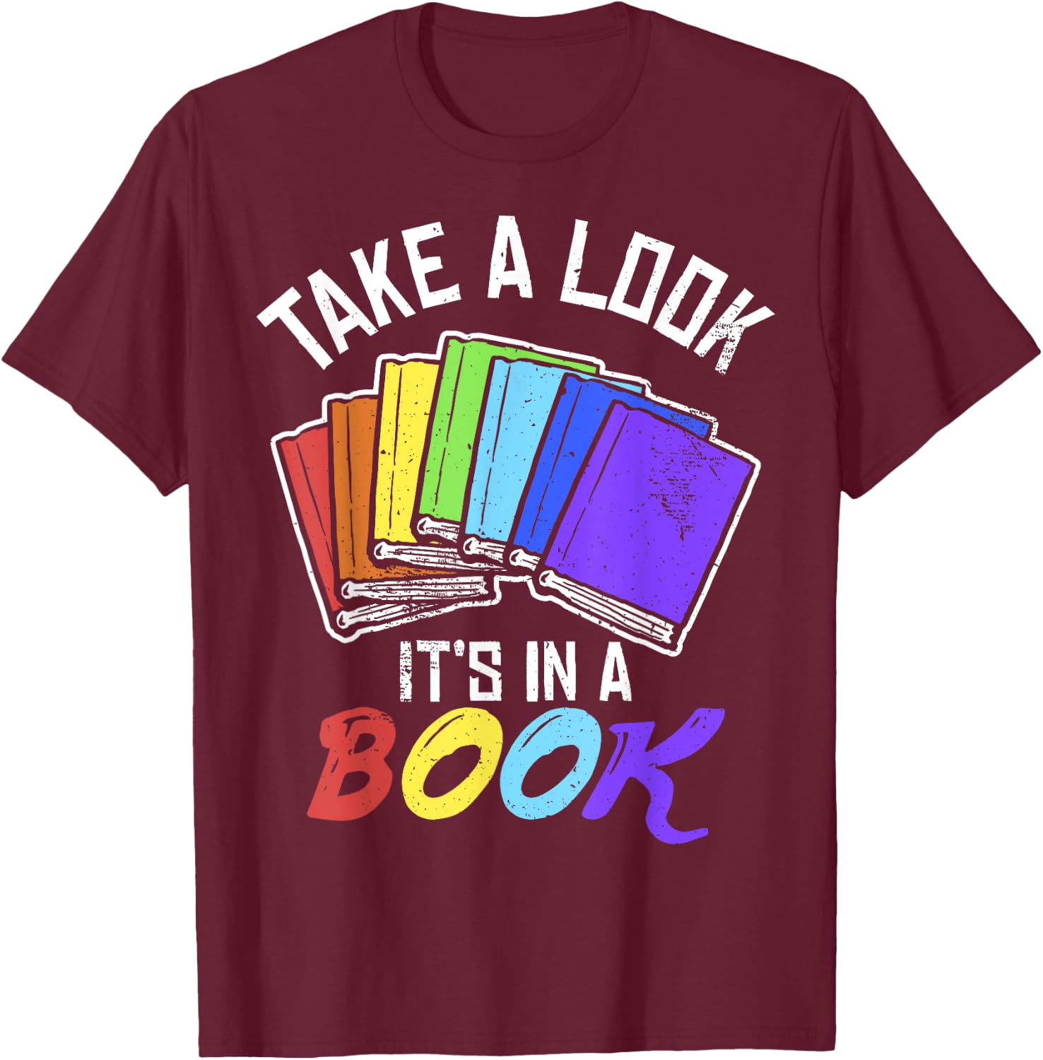 Love Reading Love Rainbows Gift Retro Rainbow Design design T-Shirt - T-Shirt | Maroon