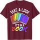 Love Reading Love Rainbows Gift Retro Rainbow Design design T-Shirt - T-Shirt | Maroon