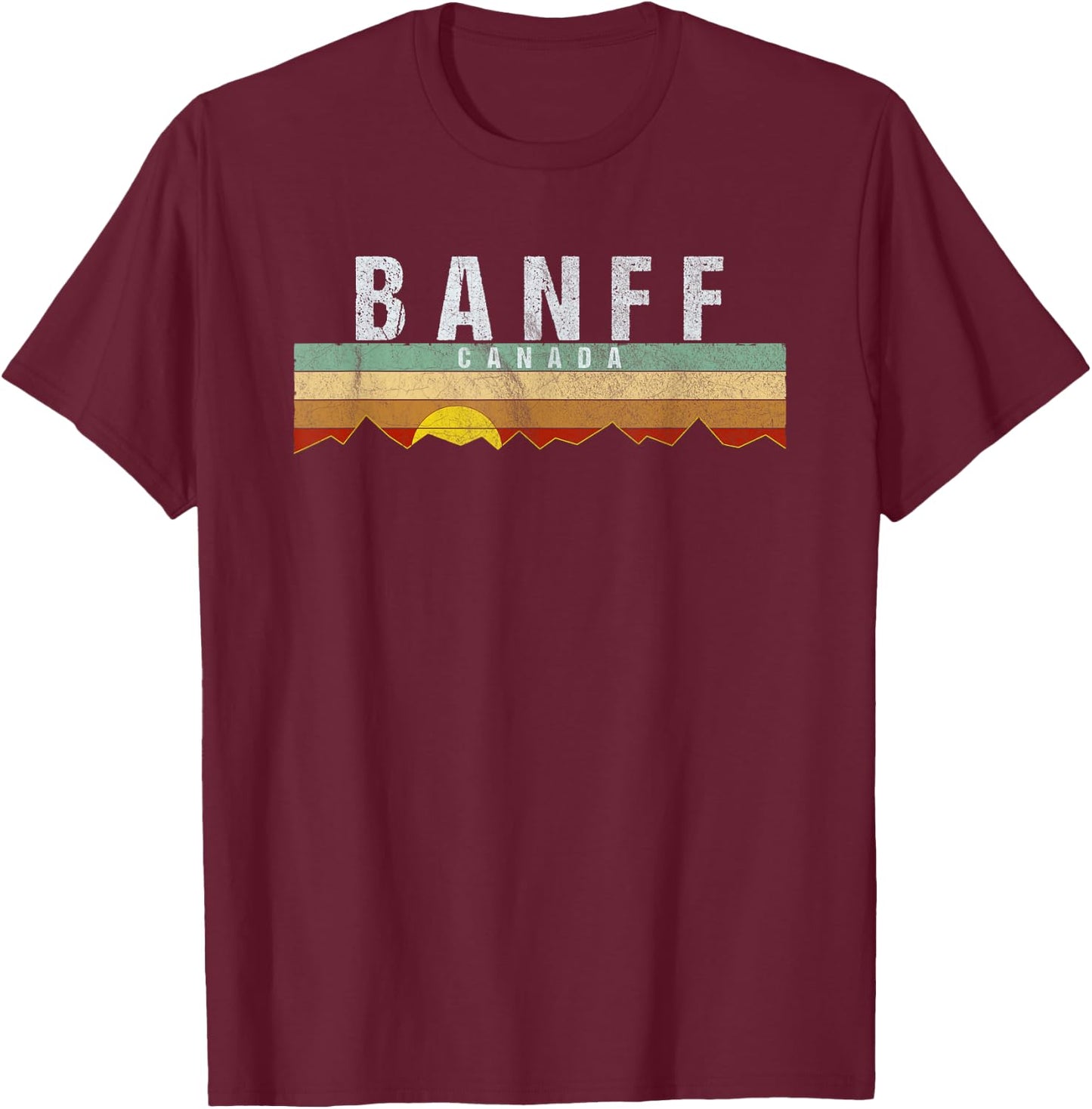 Vintage Banff Canada Retro T-Shirt - T-Shirt | Maroon