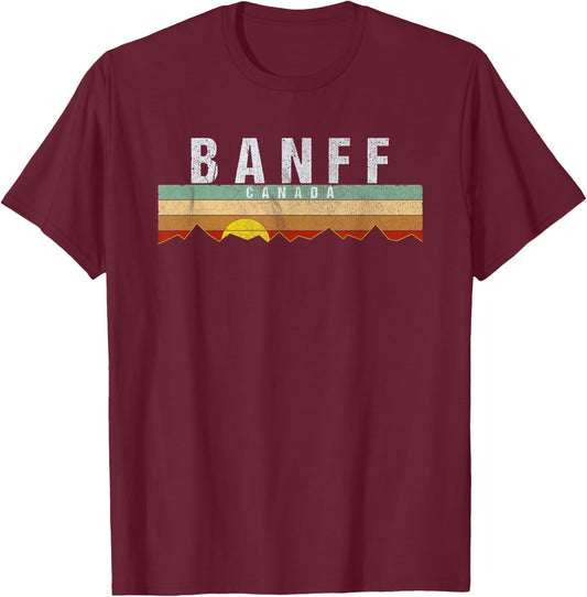 Vintage Banff Canada Retro T-Shirt - T-Shirt | Maroon