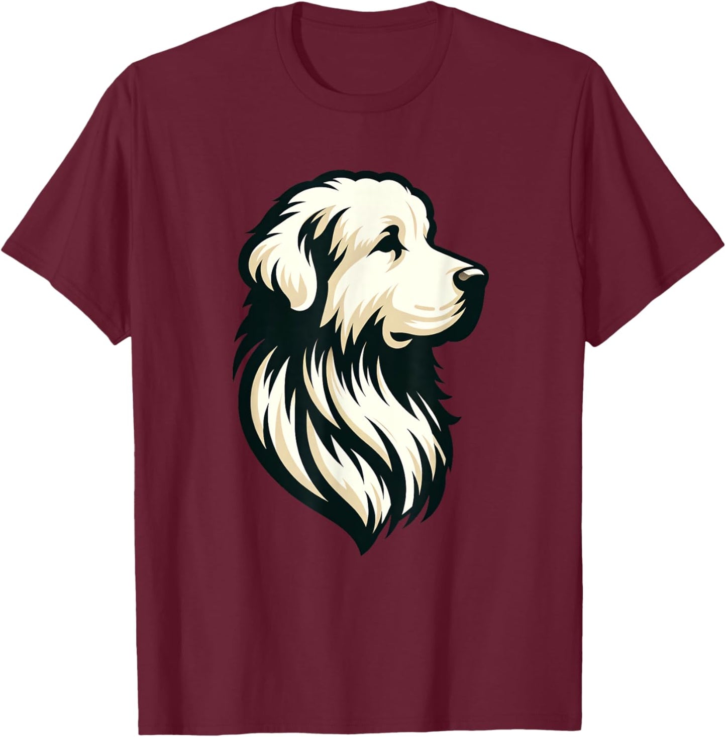 Great Pyrenees Pyr Minimalist Simple Dog Mom Dad Boys Girls T-Shirt - T-Shirt | Maroon
