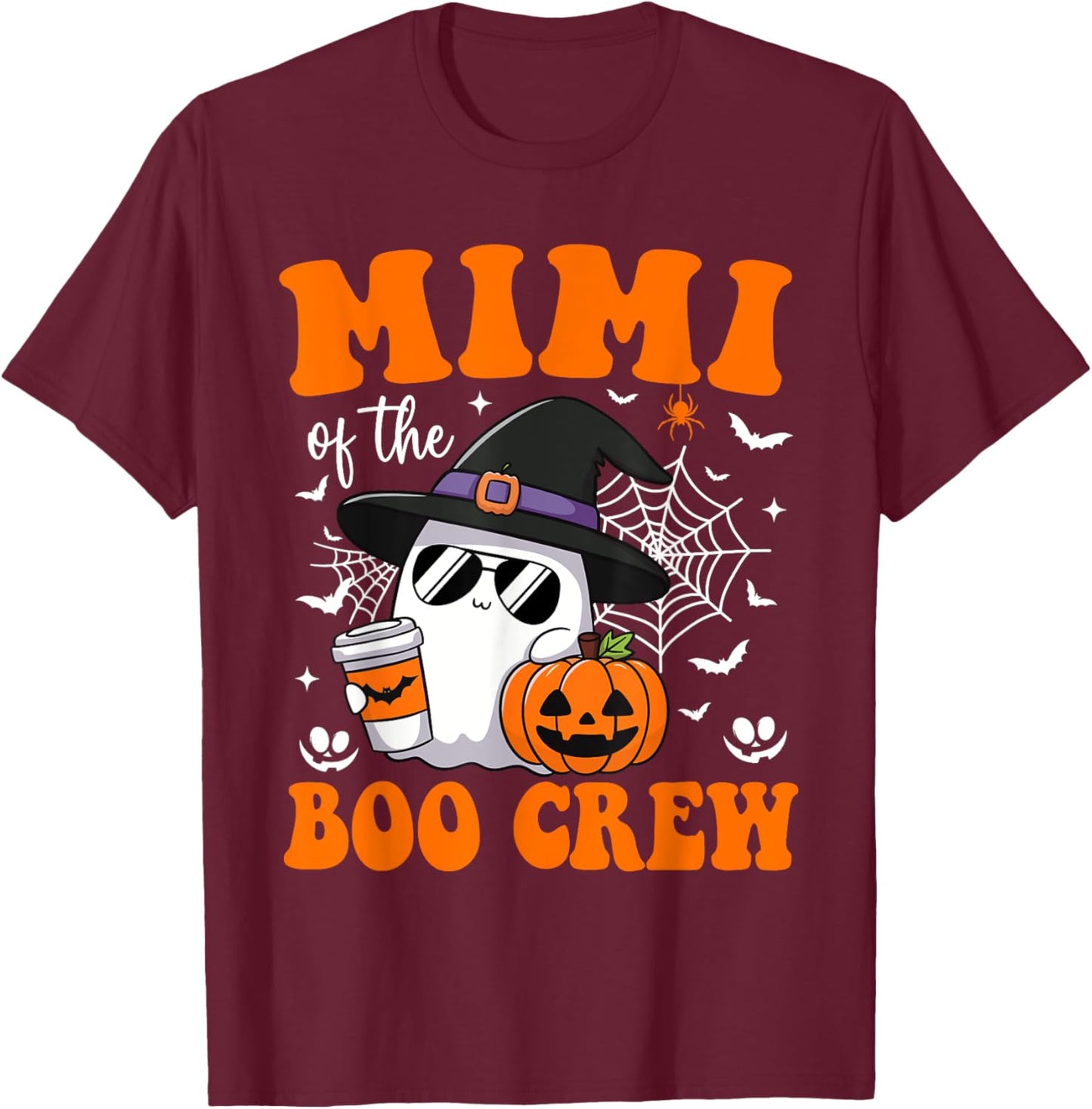 Mimi Boo Crew Groovy Ghost Matching Family Halloween T-Shirt - T-Shirt | Maroon