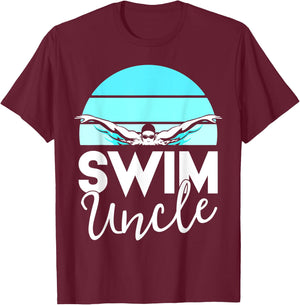 Swim Team Shirt Uncle School Swimming Meet Swimmer Gift T-Shirt - T-Shirt | Maroon
