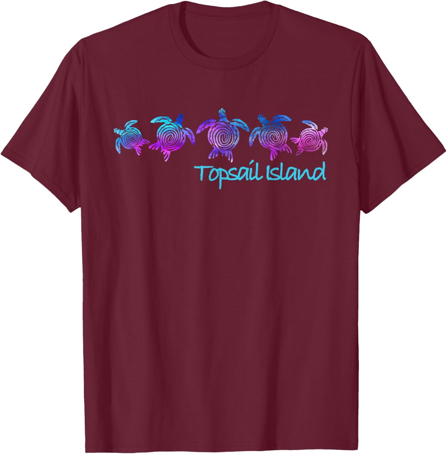 Topsail Island Beach Design / Tribal Turtle Gift T-Shirt - T-Shirt | Maroon