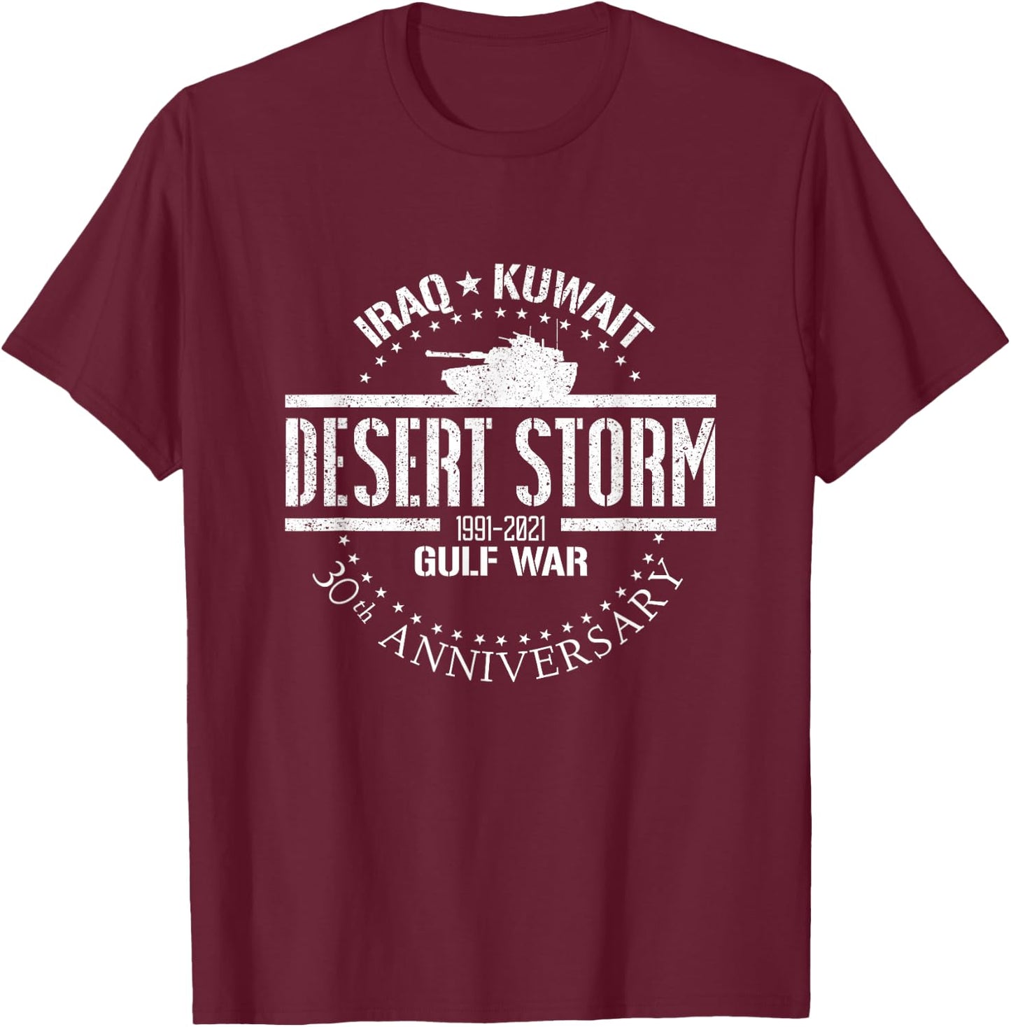 Desert Storm 30th Anniversary 1991 Gulf War Veteran Military T-Shirt - T-Shirt | Maroon