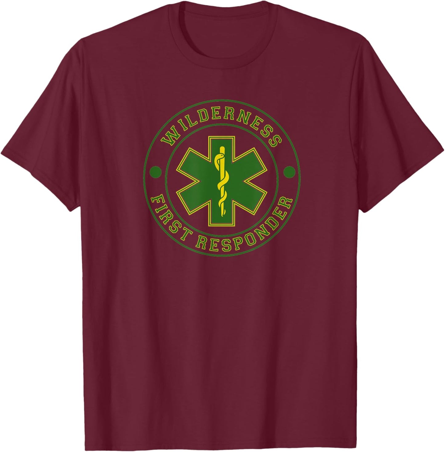 Wilderness First Responder Paramedic EMT Star of Life Badge T-Shirt - T-Shirt | Maroon