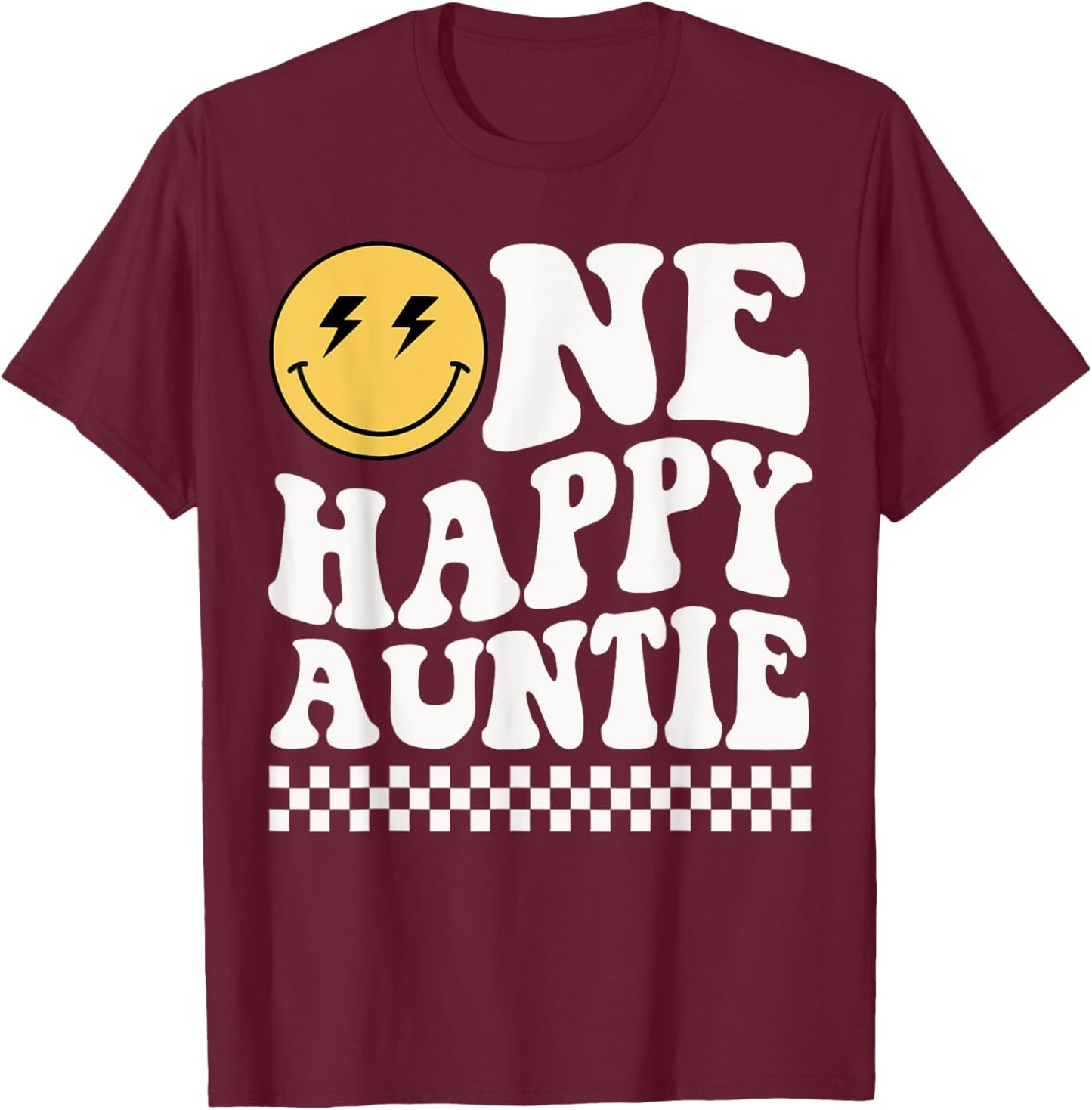 One Happy Dude Auntie 1st Birthday Family Matching T-Shirt - T-Shirt | Maroon