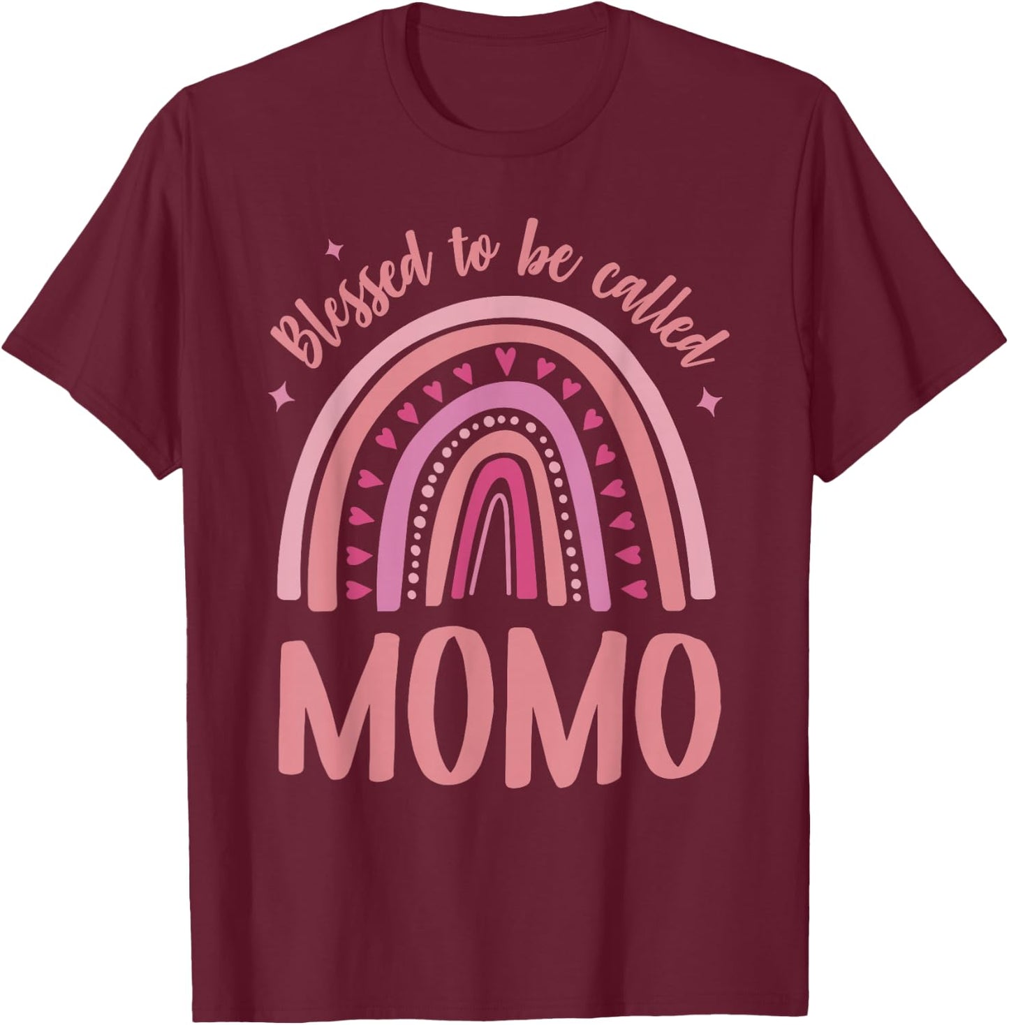 Momo for Grandma Women Mother's Day Blessed Momo T-Shirt - T-Shirt | Maroon