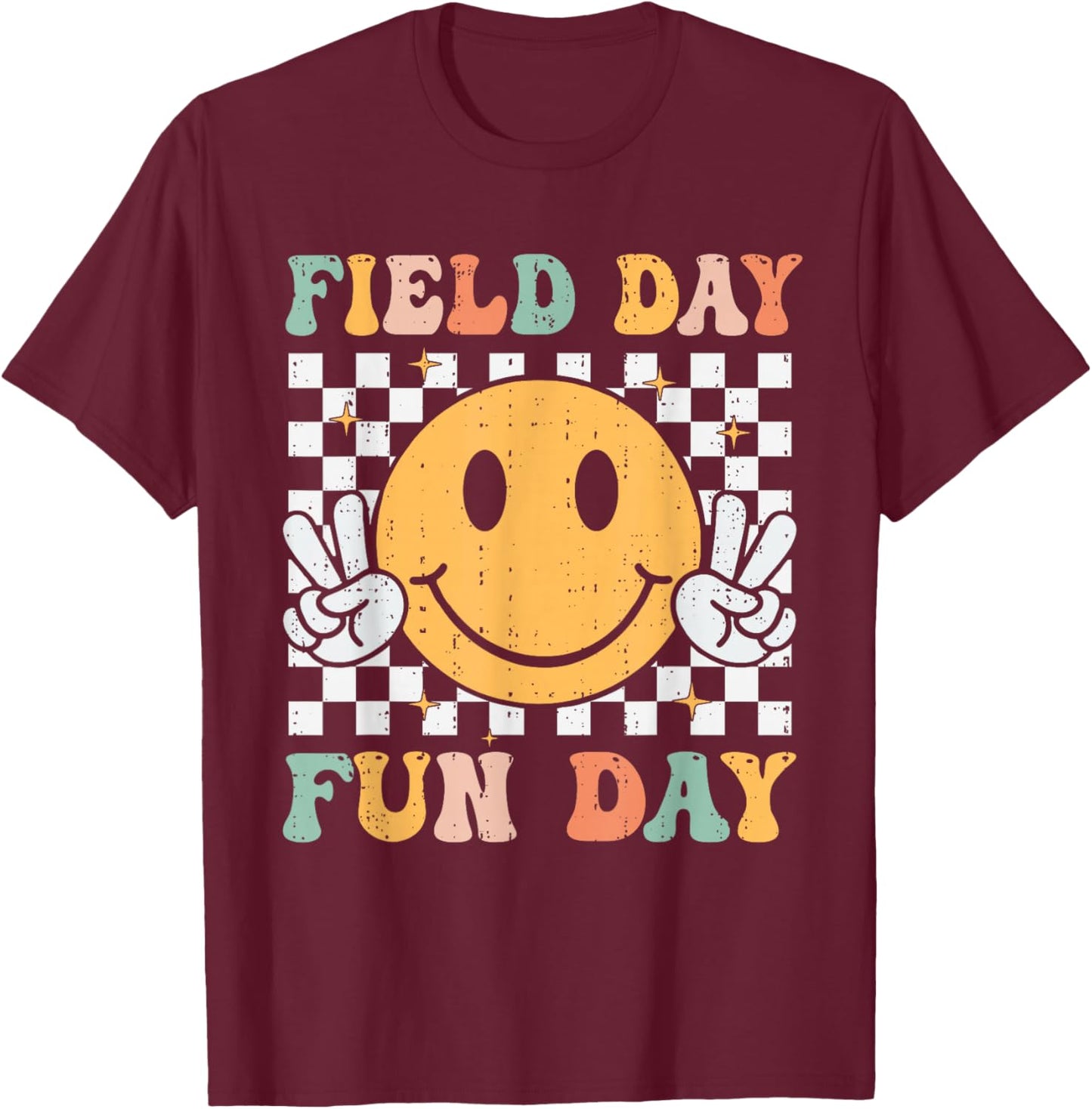 Field Day Fun Day School Event Games Teacher Kids Boys Girls T-Shirt - T-Shirt | Maroon