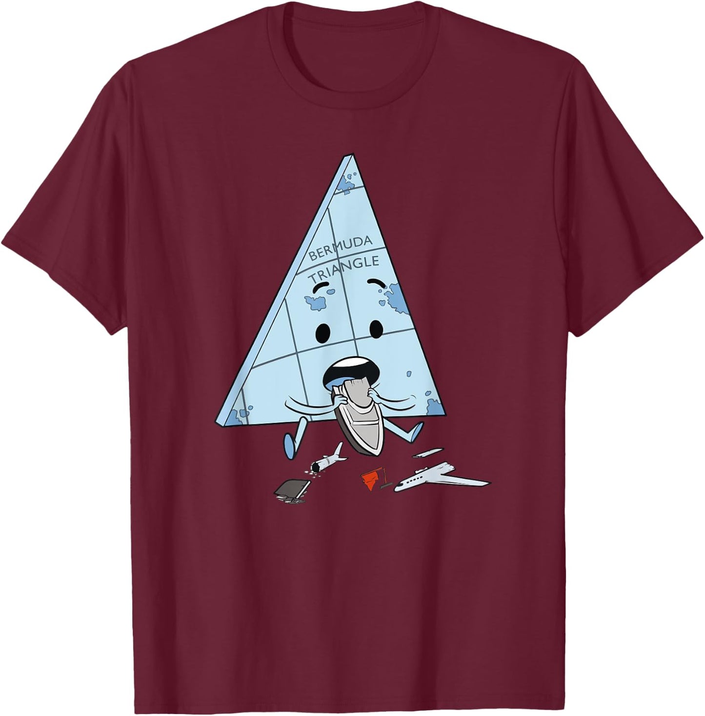 Funny bermuda triangle illustration gift T-Shirt - T-Shirt | Maroon