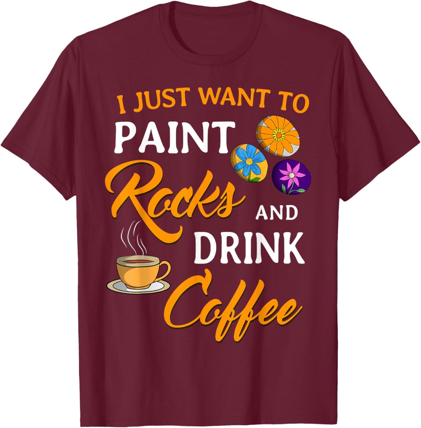 Rock Painting Cave Drawing Painter Parietal Art Coffee Lover T-Shirt - T-Shirt | Maroon