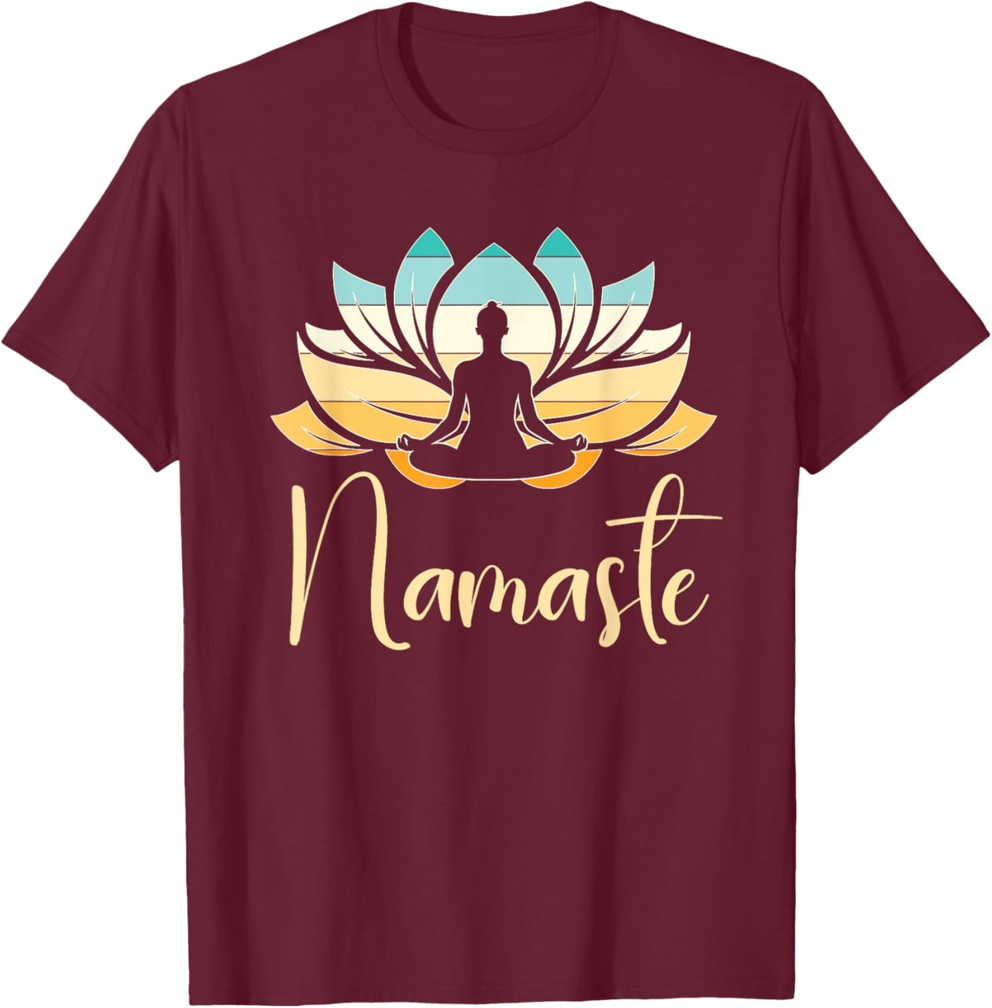 Namaste Lotus Flower Meditation Yoga T-Shirt - T-Shirt | Maroon