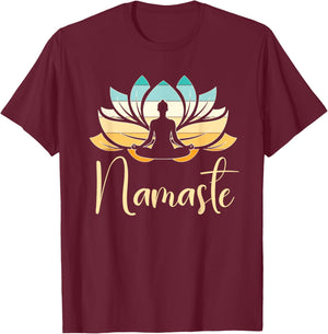 Namaste Lotus Flower Meditation Yoga T-Shirt - T-Shirt | Maroon