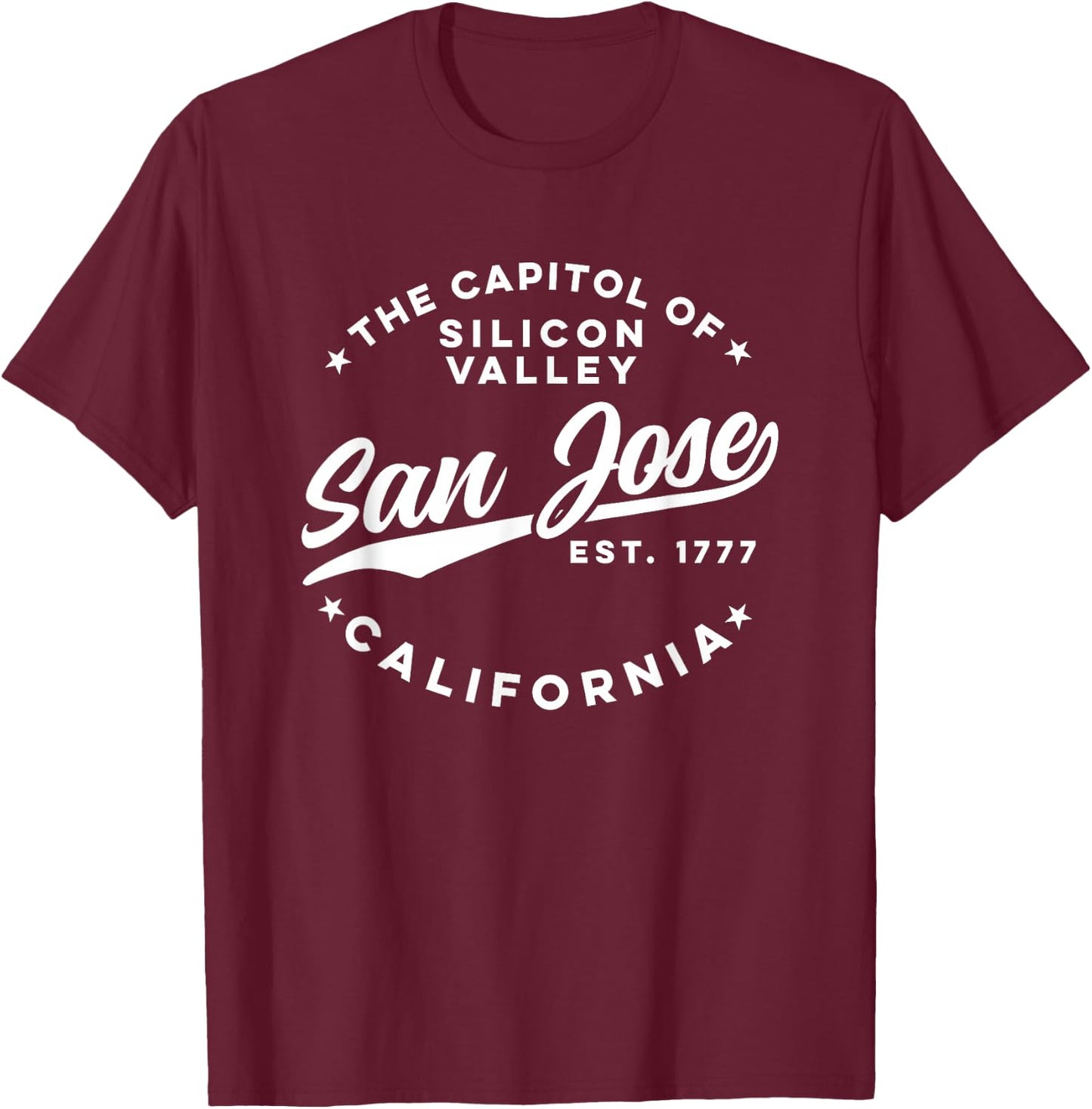 Vintage Silicon Valley San Jose California Retro USA White T-Shirt - T-Shirt | Maroon