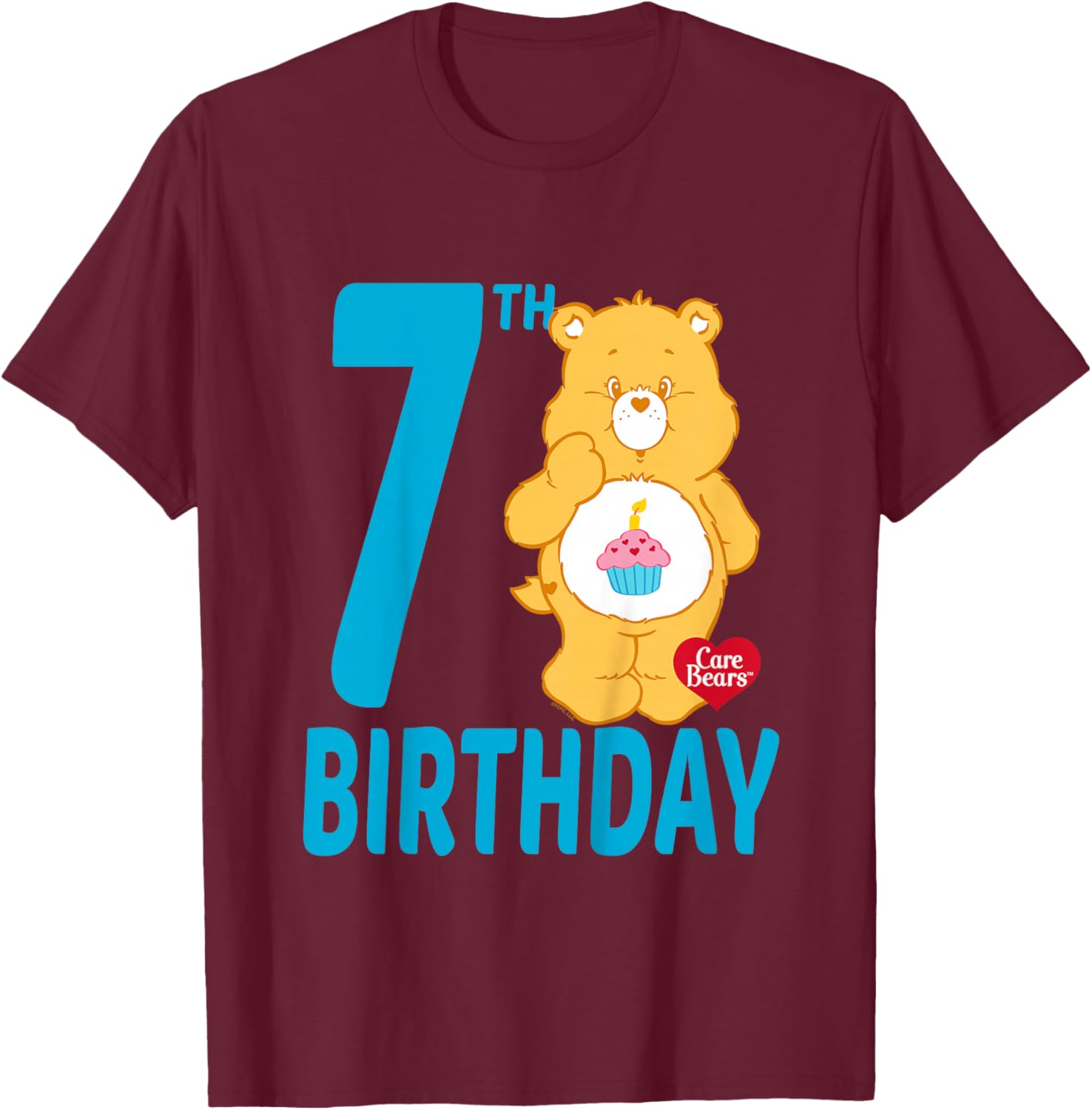 Care Bears Birthday Bear Celebrates A 7th Birthday T-Shirt - T-Shirt | Maroon