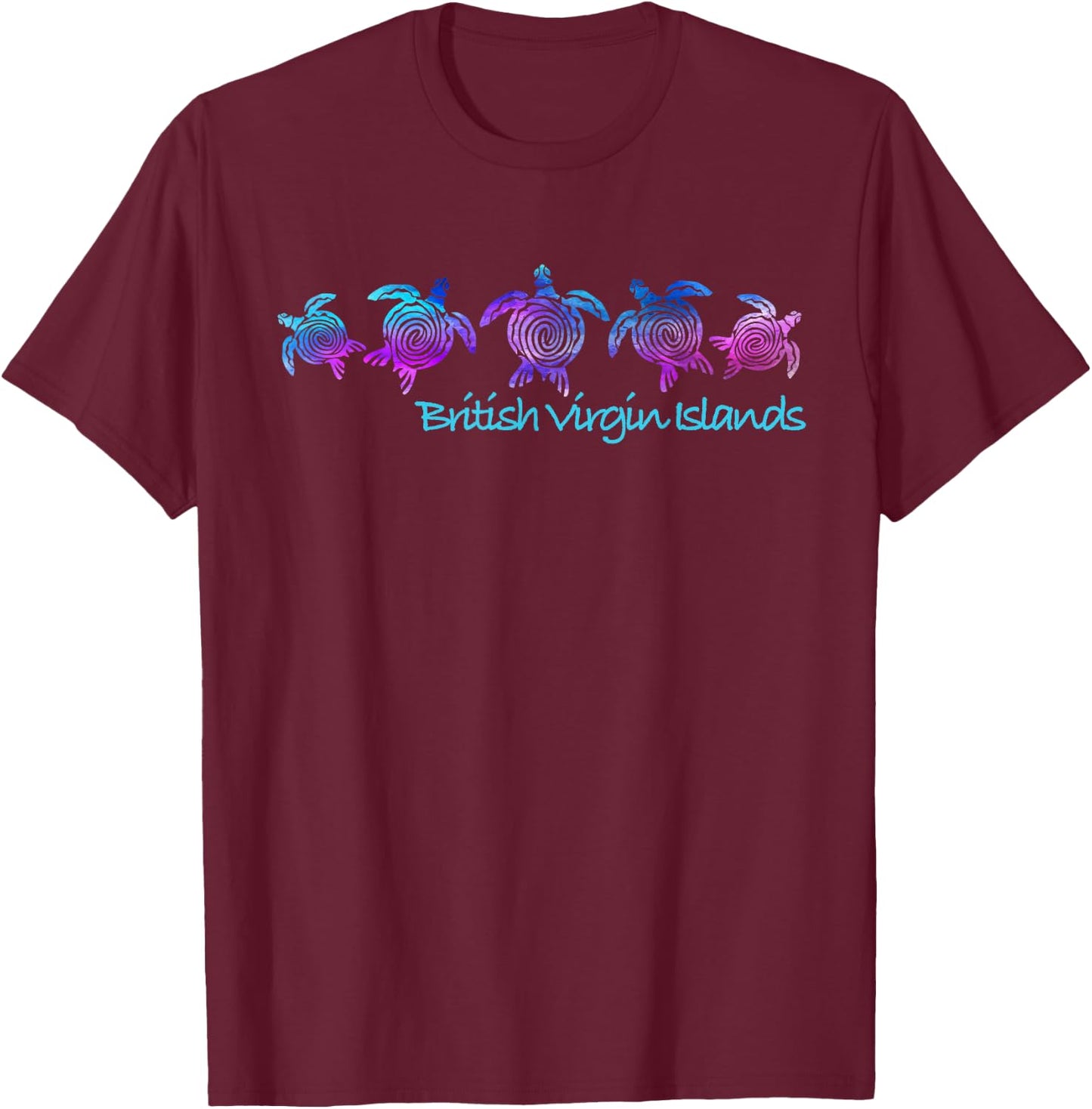 British Virgin Islands Beach Design / Tribal Turtle Gift T-Shirt - T-Shirt | Maroon