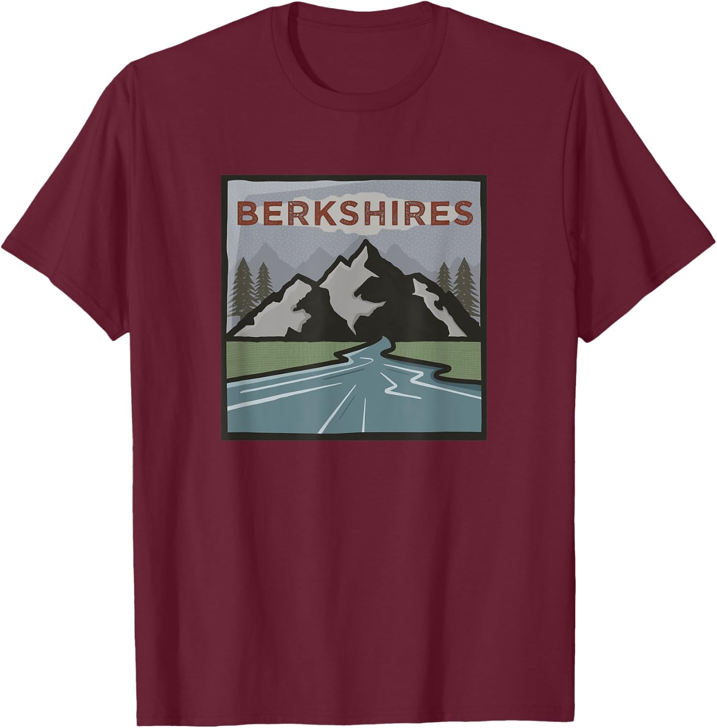 Vintage Berkshires, MA Illustration / Retro Berkshires, MA T-Shirt - T-Shirt | Maroon