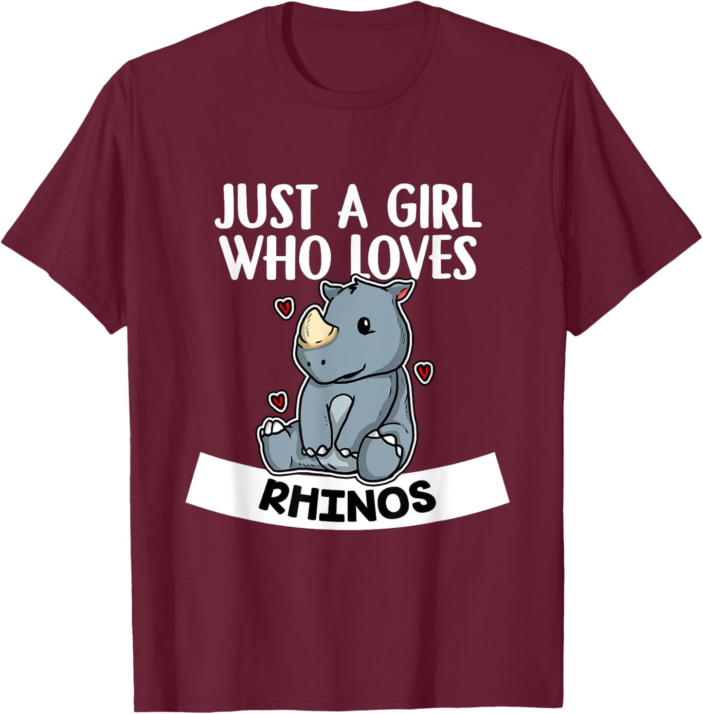 Just A Girl Who Loves Rhinos Funny Rhino Costume T-Shirt - T-Shirt | Maroon