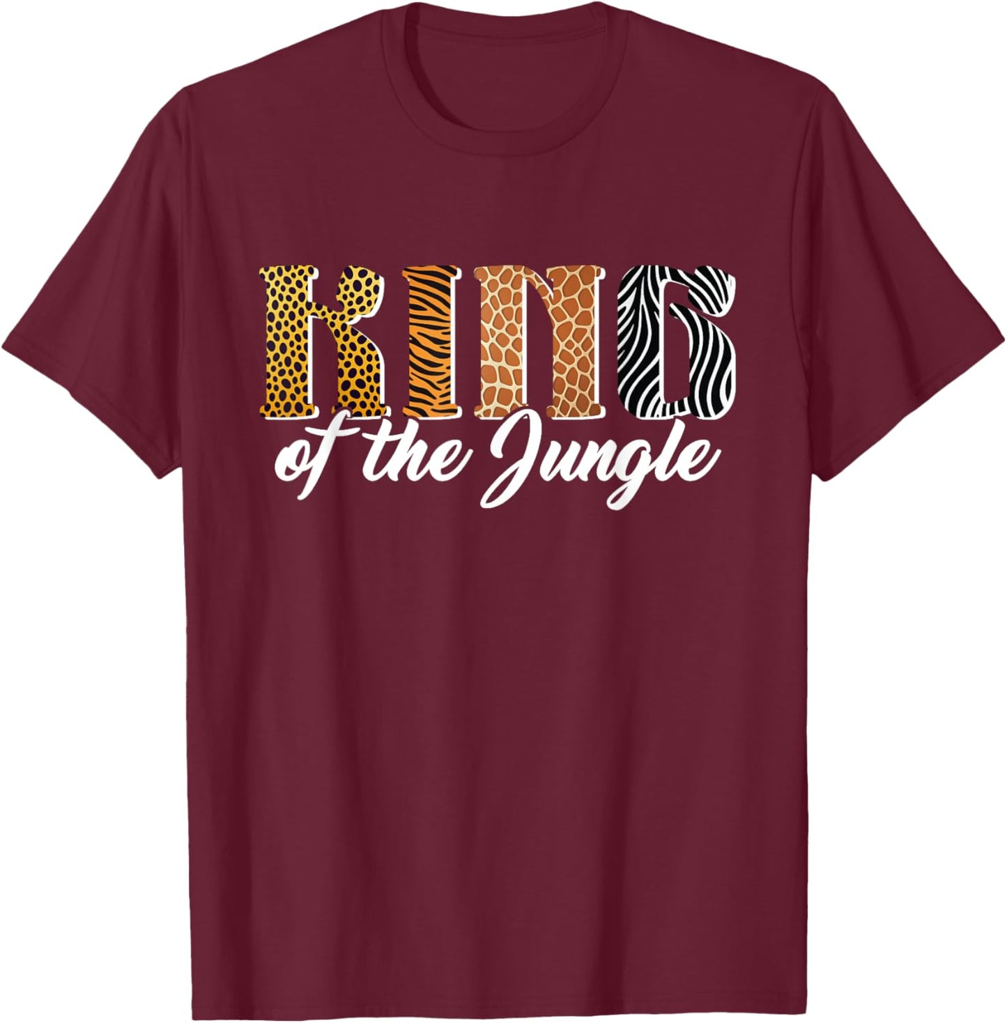 King of the Jungle Safari Animal Birthday Matching Men Boys T-Shirt - T-Shirt | Maroon