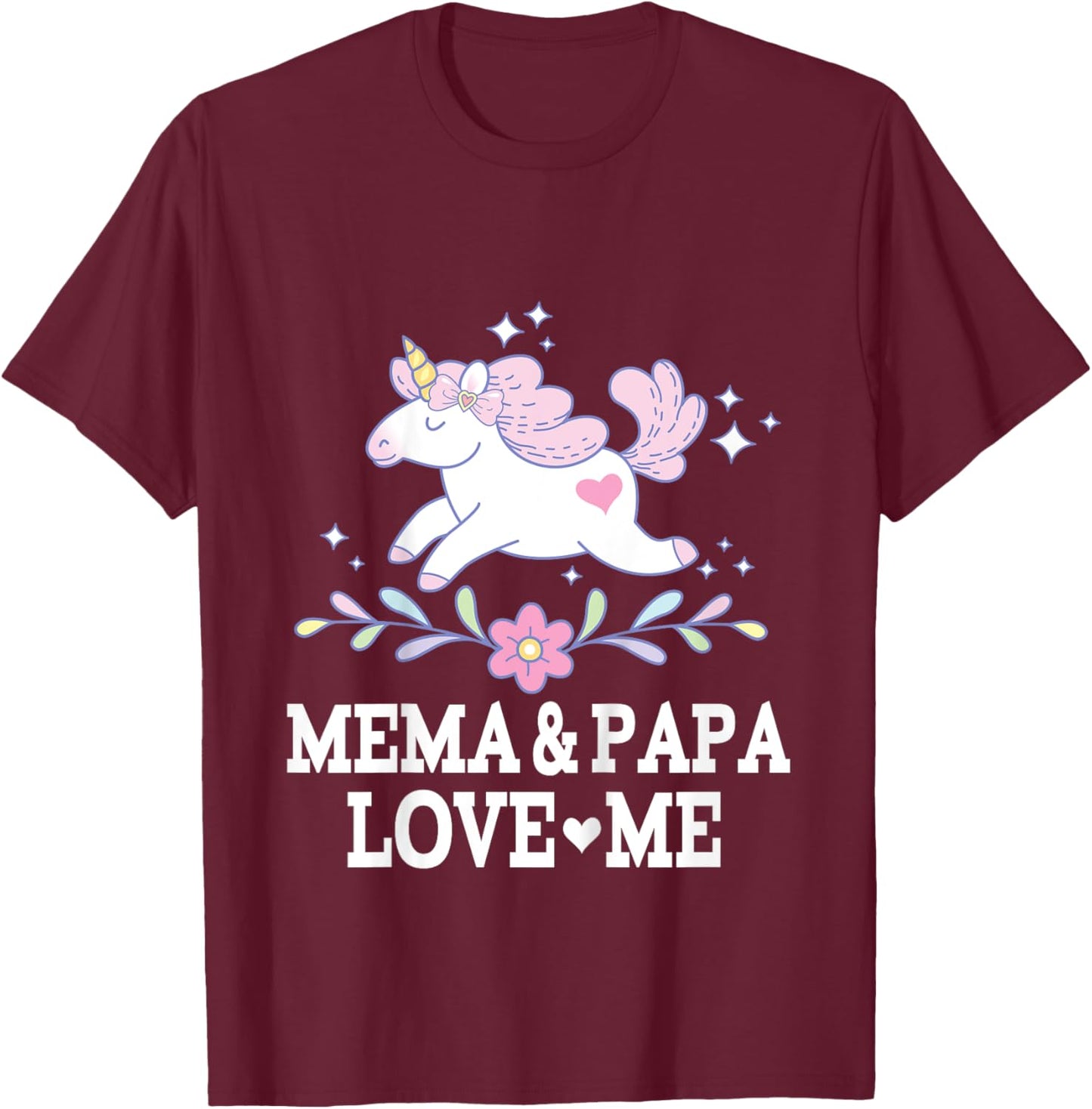 Mema And Papa Love Me Granddaughter Unicorn T-Shirt - T-Shirt | Maroon