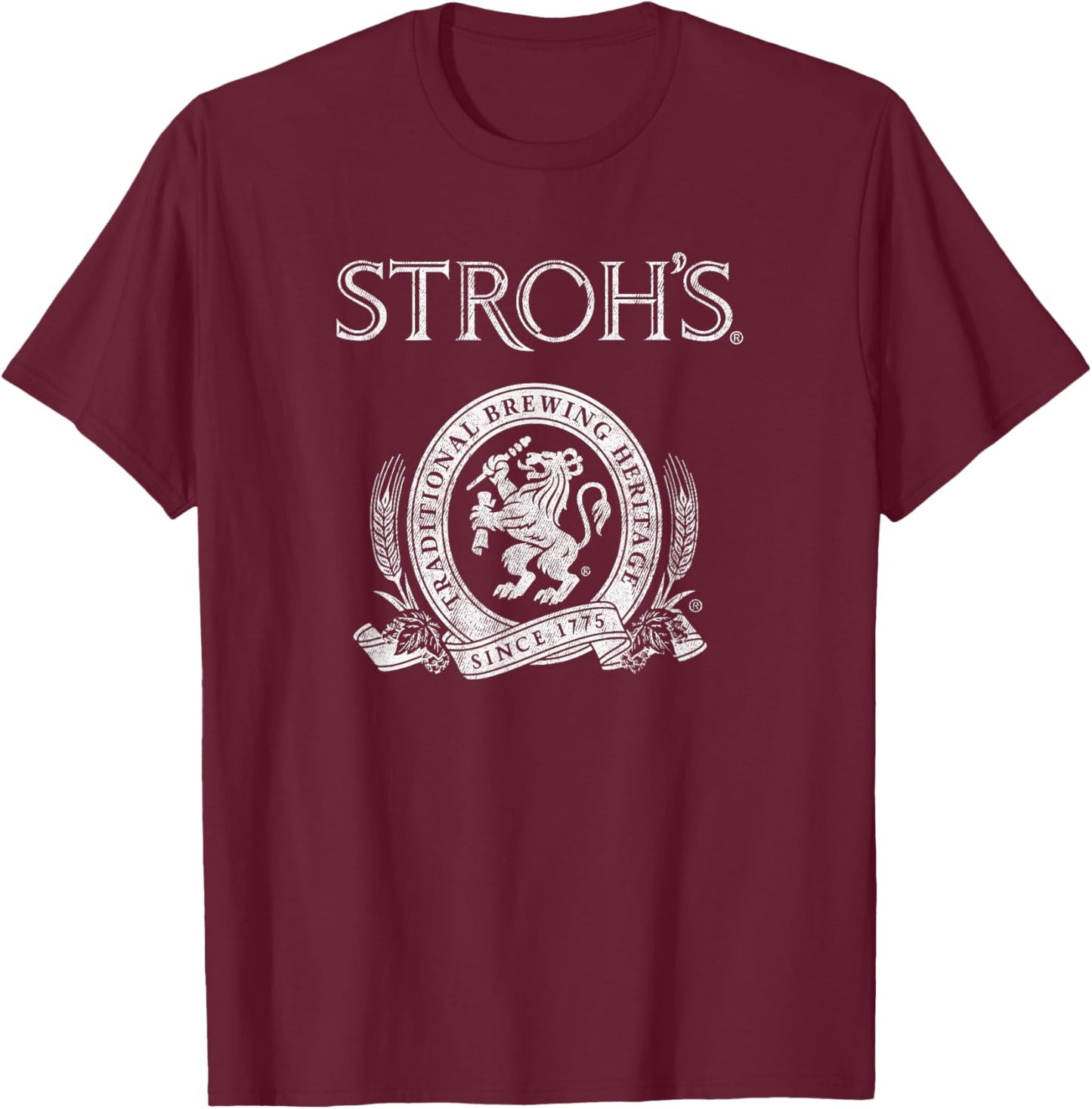 Stroh's Vintage Style - Pale Logo T-Shirt - T-Shirt | Maroon