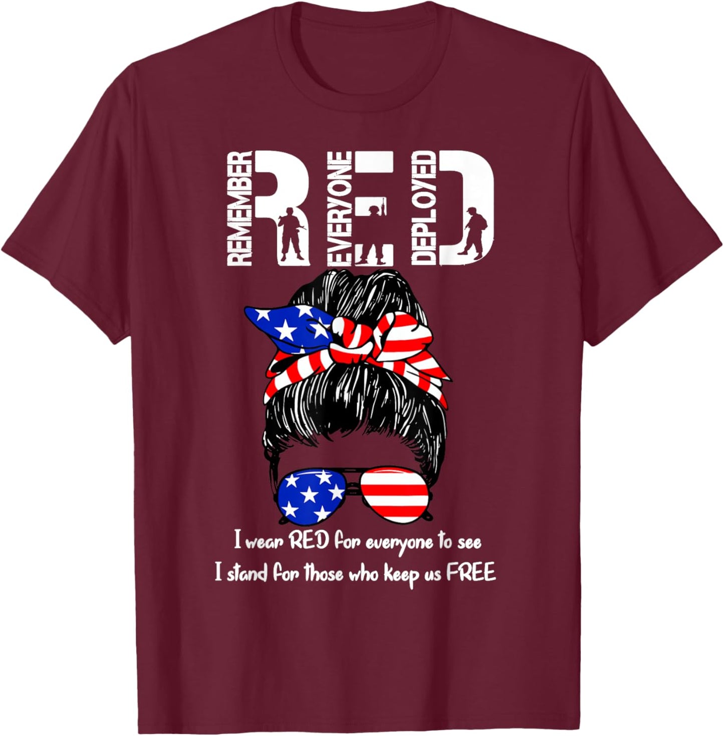 On Friday We Wear Red Military Support Troops T-Shirt - T-Shirt | Maroon