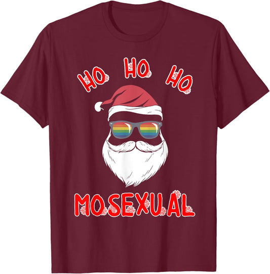 Ho Ho Ho mosexual Shirt Funny Gay Pride LBTQ Christmas T-Shirt - T-Shirt | Maroon