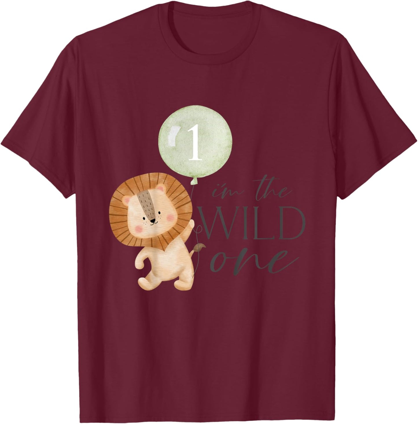 Kids I'm The Wild One Matching Family 1st Birthday Lion Boy Girl T-Shirt - T-Shirt | Maroon