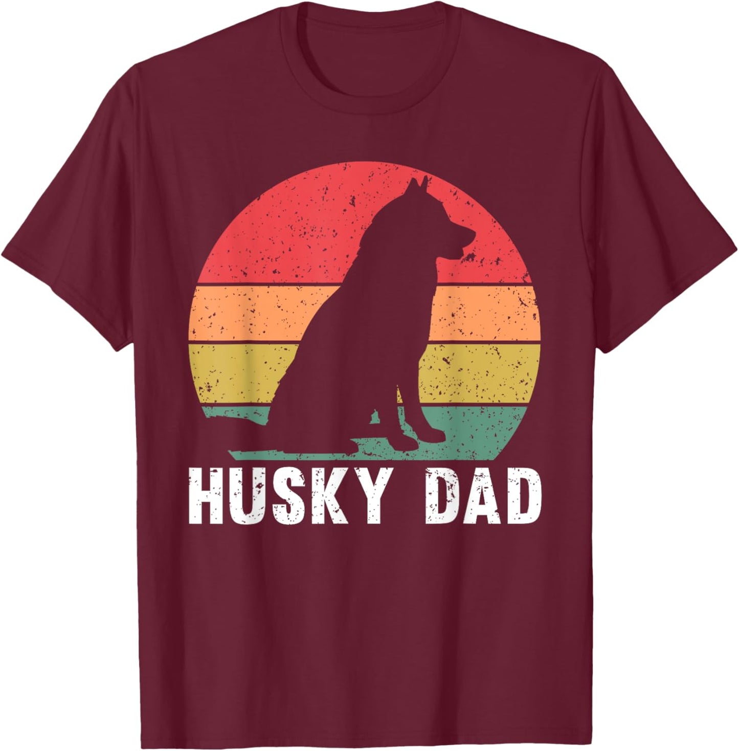 Husky Dad Art For Father Men Husky Lover Siberian Husky Dog T-Shirt - T-Shirt | Maroon
