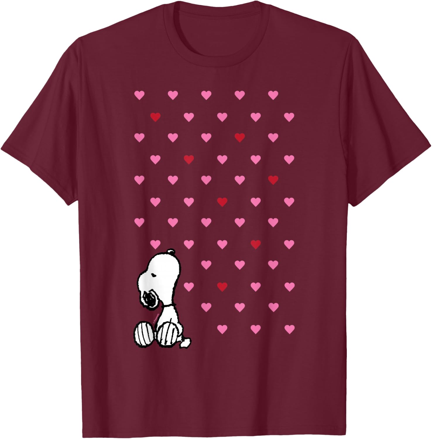 Peanuts Valentine Snoopy Hearts T-Shirt - T-Shirt | Maroon