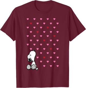 Peanuts Valentine Snoopy Hearts T-Shirt - T-Shirt | Maroon