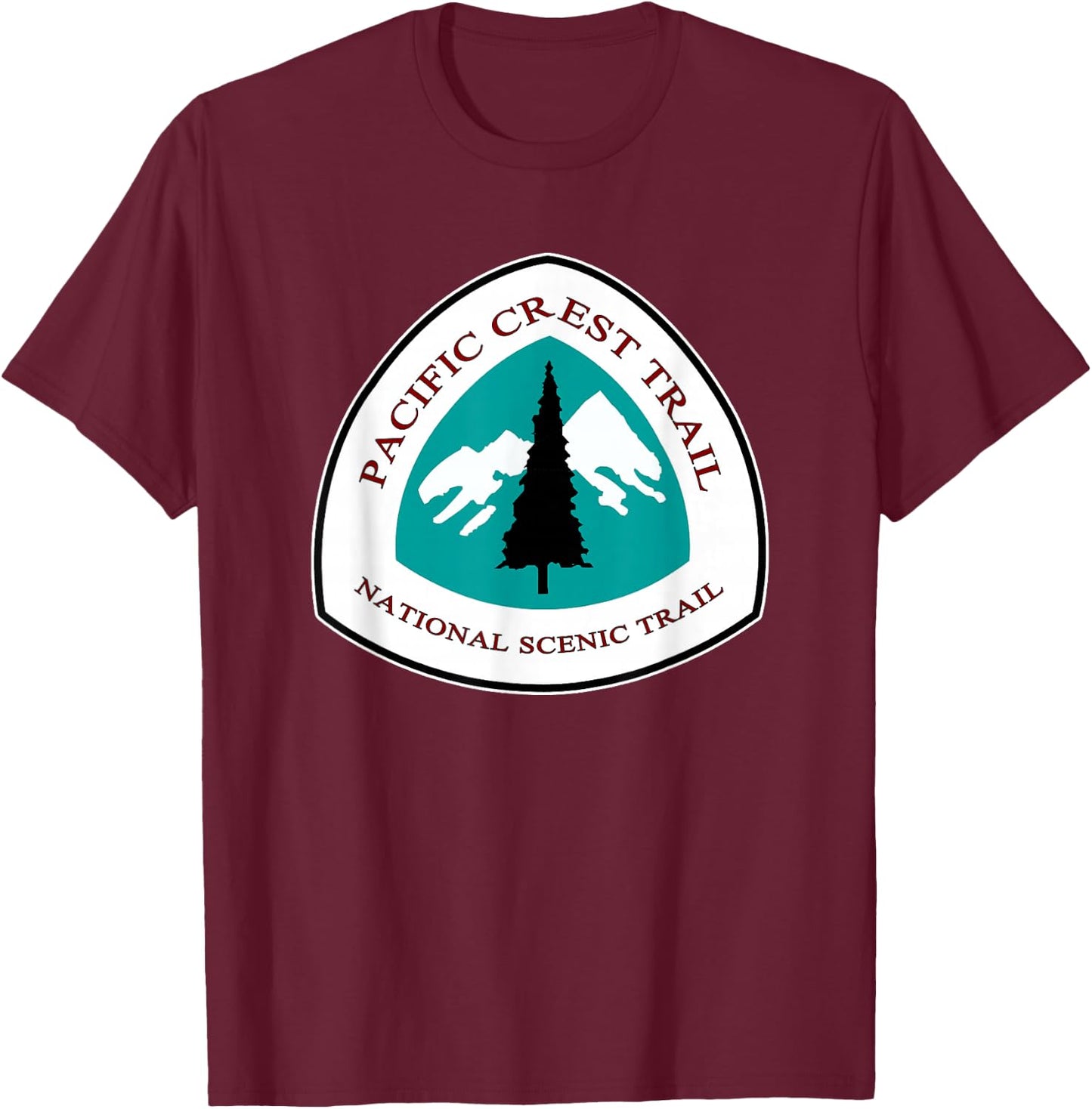 RangerTees Pacific Crest Trail Marker -Adults Black Short Sleeve Classic Fit Cotton Blend Small T-Shirt - T-Shirt | Maroon