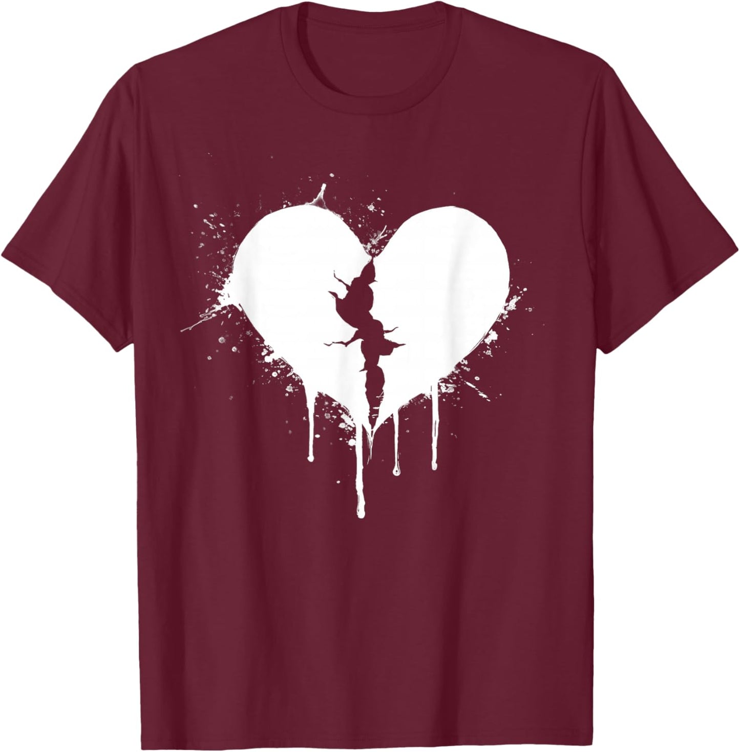 Broken Heart Emo Grunge Aesthetic Gothic Fashion T-Shirt - T-Shirt | Maroon