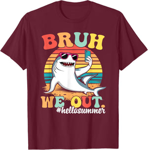 Happy Last Day Of School Bruh Funny Student Retro Groovy T-Shirt - T-Shirt | Maroon
