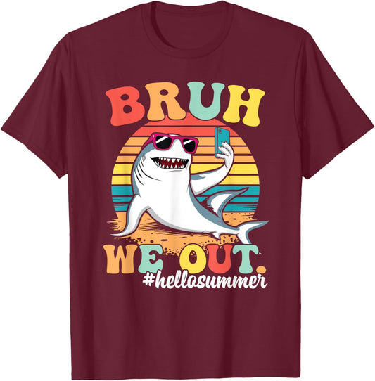 Happy Last Day Of School Bruh Funny Student Retro Groovy T-Shirt - T-Shirt | Maroon