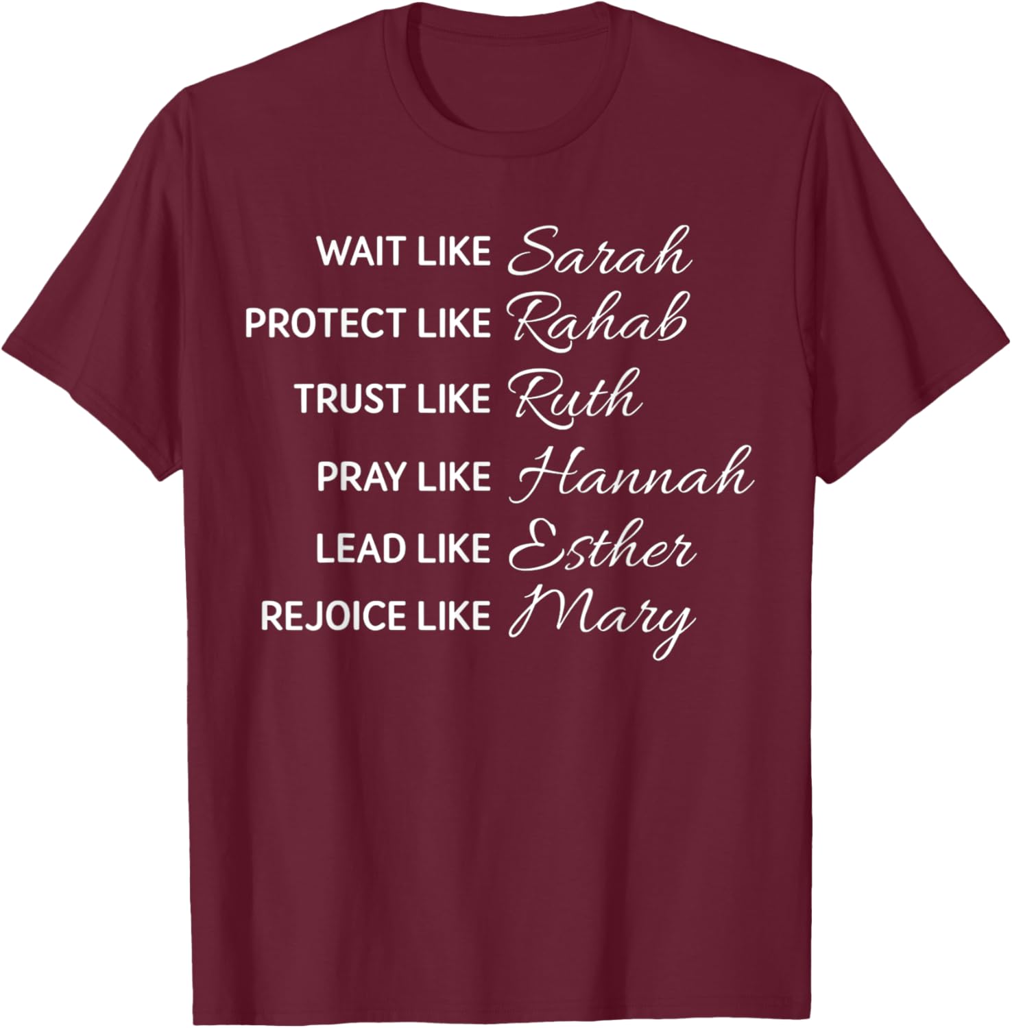 Wait Like Sarah Protect Like Rehab Trust Like Ruth T-Shirt - T-Shirt | Maroon