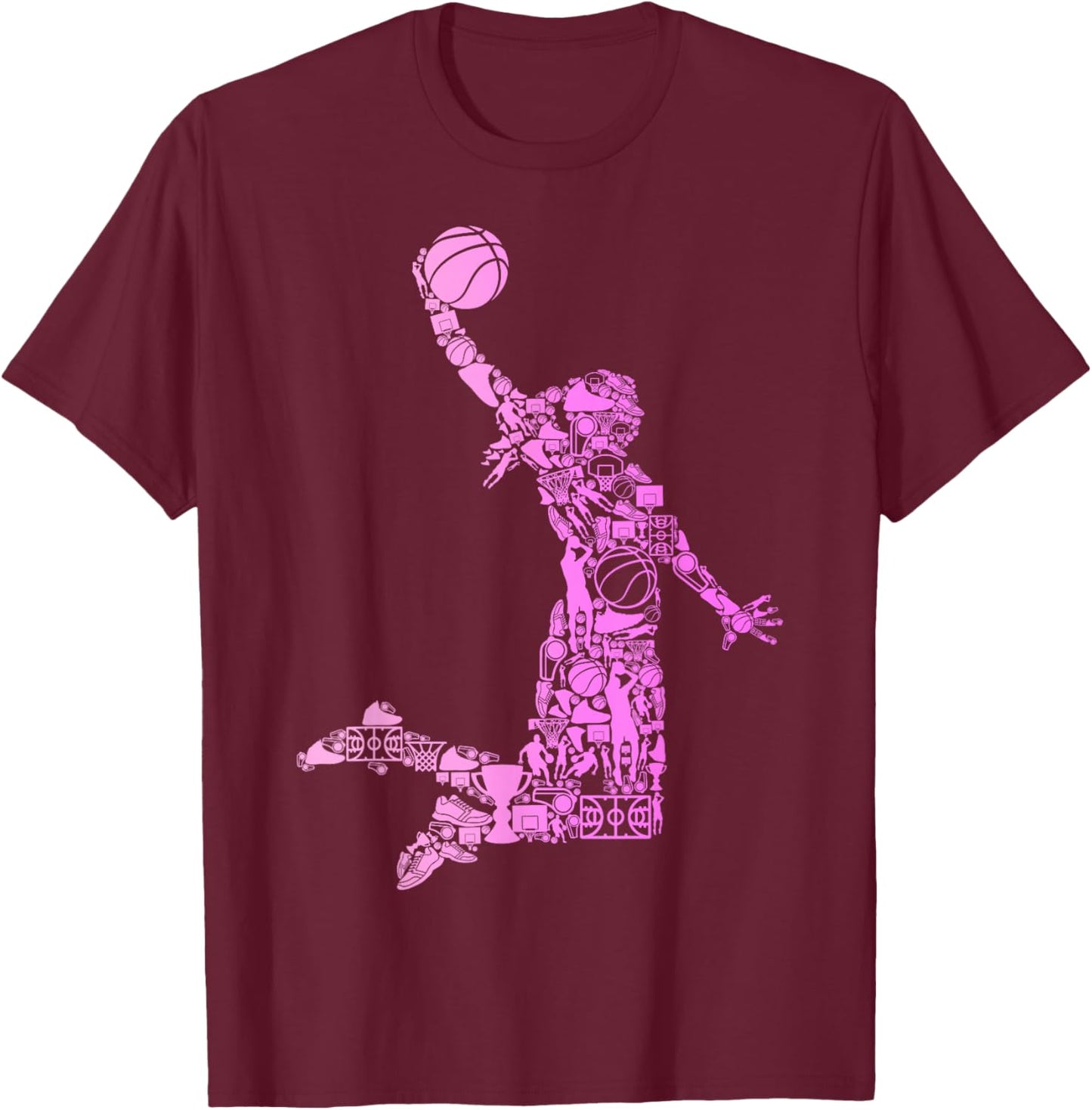 Basketball Girl Women Kids T-Shirt - T-Shirt | Maroon