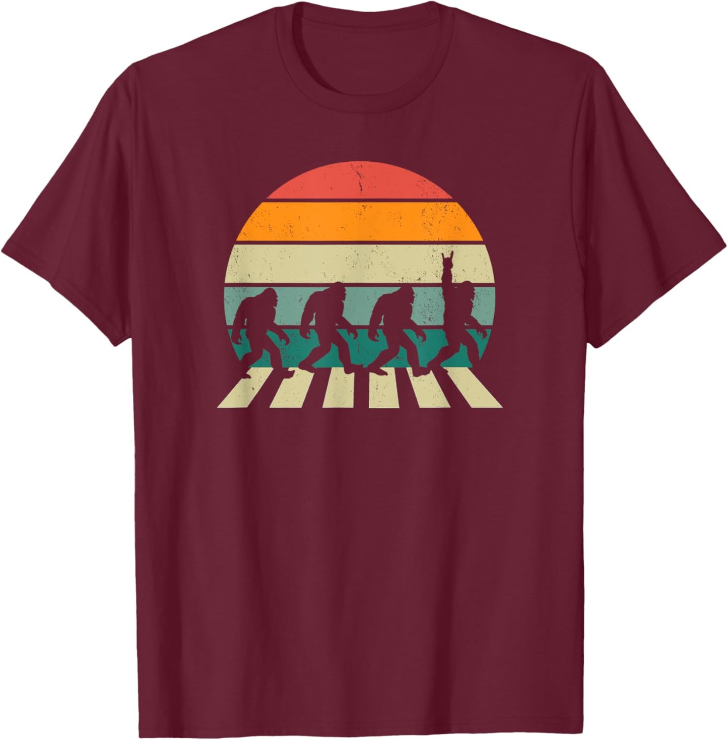 Funny Yeti Sasquatch Bigfoot Road To The Abbey Band Parody T-Shirt - T-Shirt | Maroon