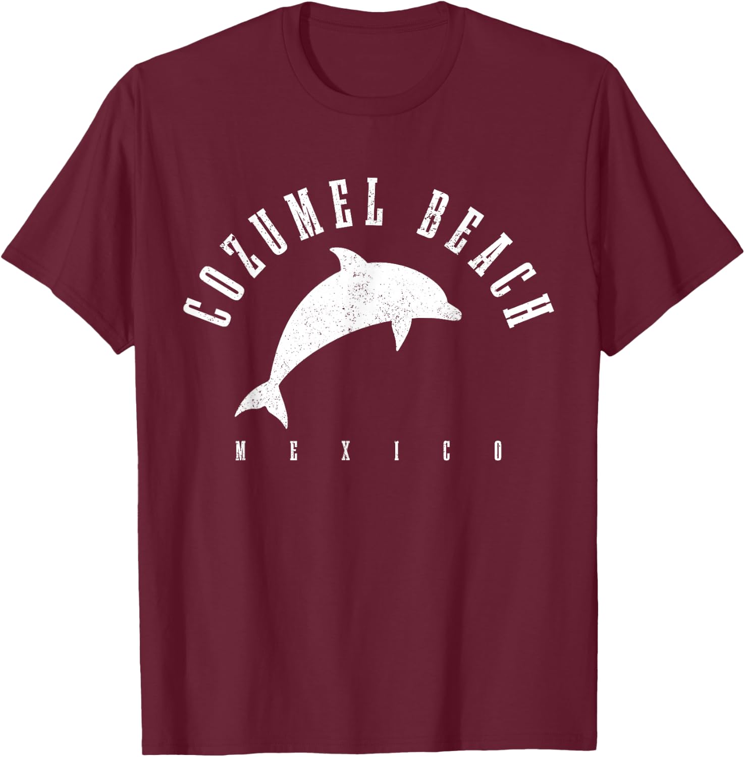 Cozumel Beach Mexico Vintage Dolphin Scuba Diving Vacation T-Shirt - T-Shirt | Maroon