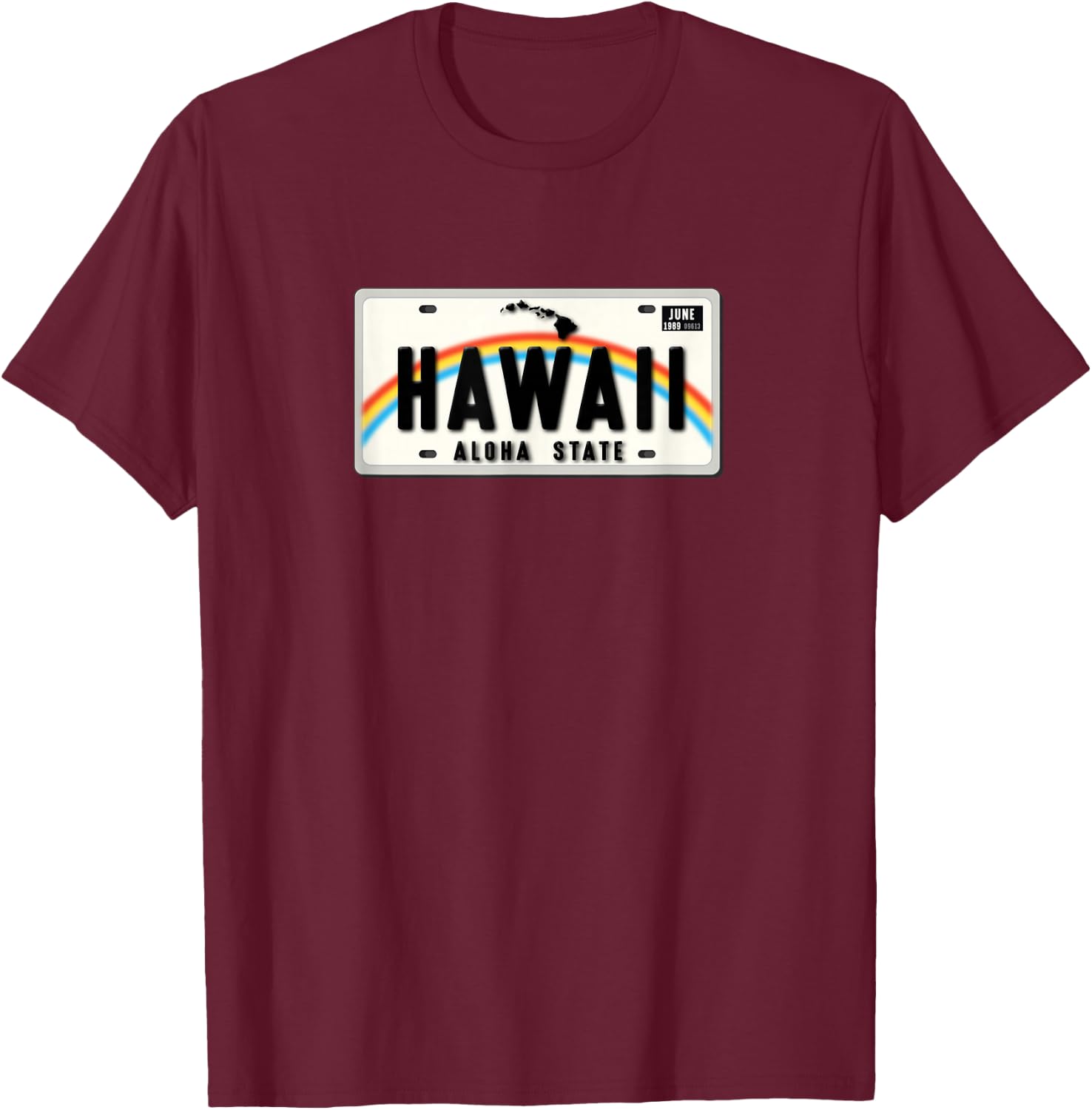 Hawaii Aloha State License Plate T-Shirt - T-Shirt | Maroon