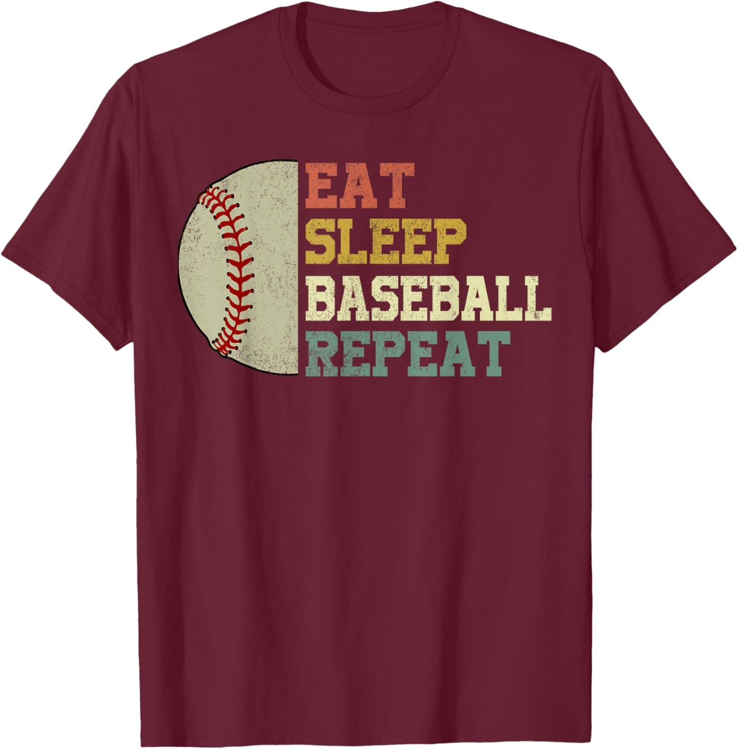 Funny Eat Sleep Play Baseball Repeat Catcher Brother Youth T-Shirt - T-Shirt | Maroon
