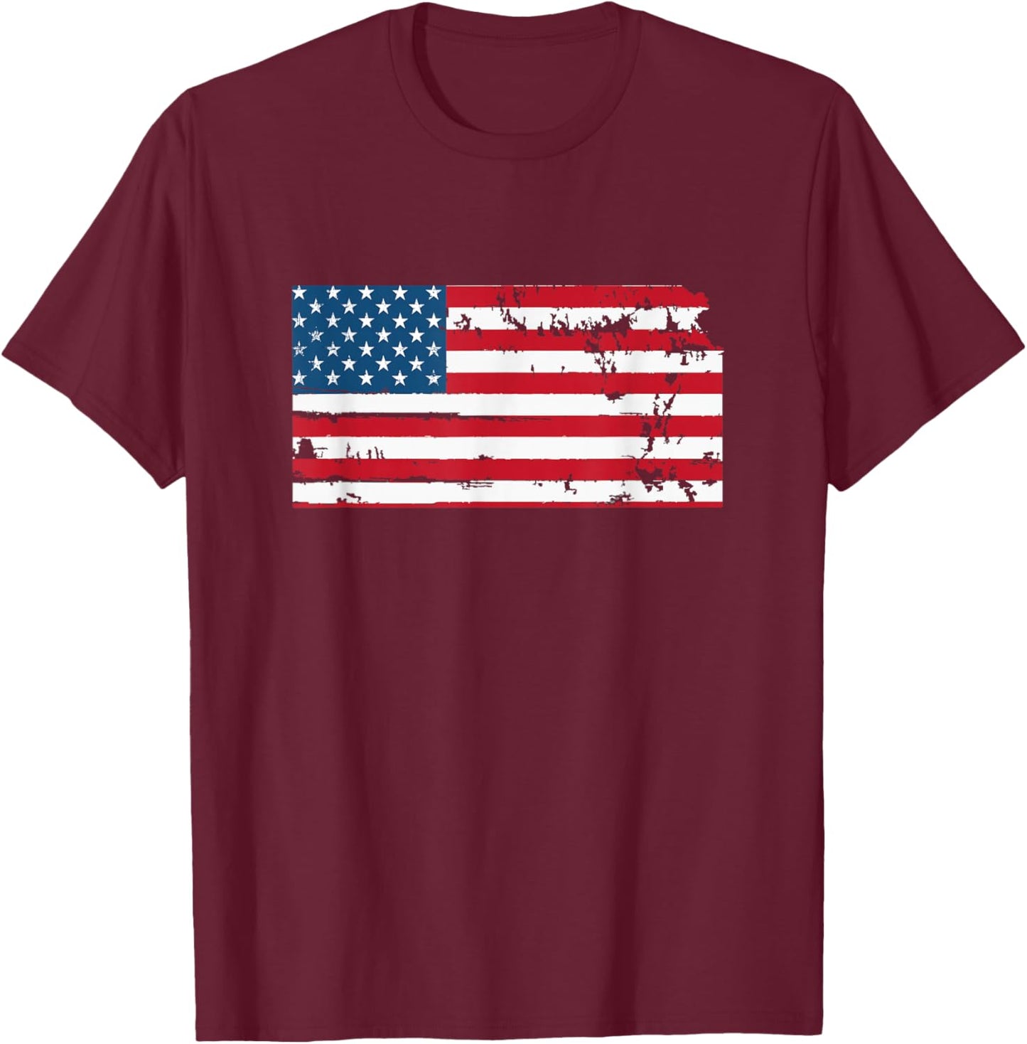 State of Kansas Patriotic USA Flag Women Adults Kids T-Shirt - T-Shirt | Maroon